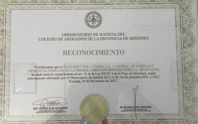 El Juzgado Multifuero de Apóstoles recibió reconocimiento del Colegio de Abogados de Misiones
