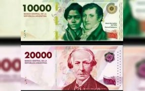 Lo confirmó el Banco Central de la República Argentina: Los billetes de 10.000 pesos comenzarán a circular en Mayo y los de 20.000 pesos a fin de año