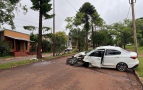Una mujer resultó lesionada tras impactar su automóvil contra un árbol en la ciudad de Leandro N. Alem