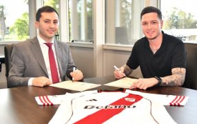 River Plate presentó a Aníbal Moreno como refuerzo: "Muy feliz de llegar a esta familia", el mediocampista procedente de Palmeiras selló su vínculo con el club hasta Diciembre de 2029