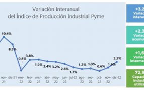 Industria PyME: la variación interanual creció 3,2% en Diciembre y 2,3% en 2022