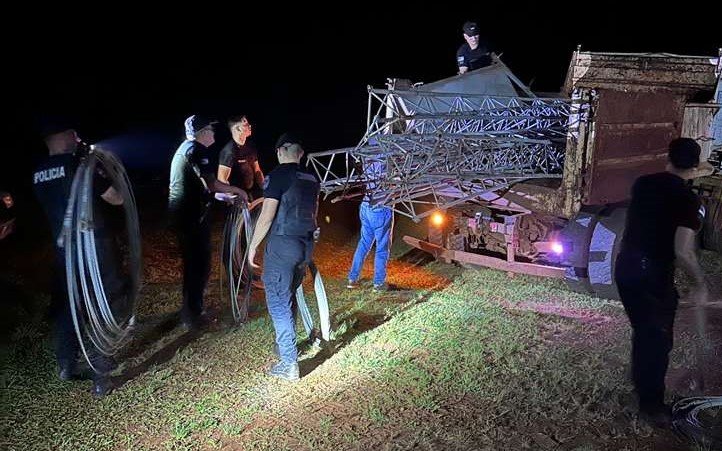 La Policía de Misiones recuperó una torre de transmisión de 48 metros robada a un canal de televisión en la ciudad de Apóstoles