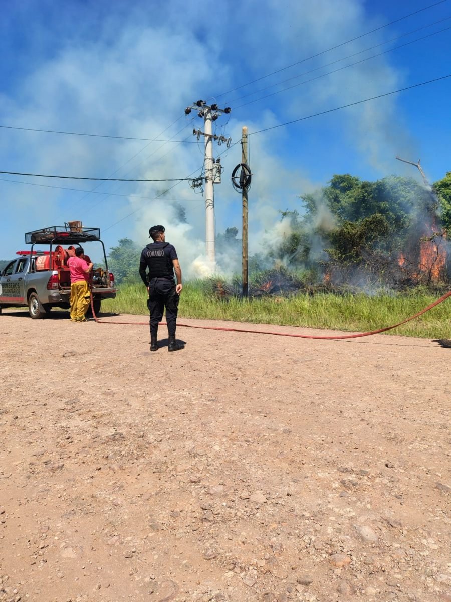 Bomberos sofocaron un incendio de malezas en el acceso al área del Teyú Cuaré en jurisdicción del Municipio misionero de San Ignacio
