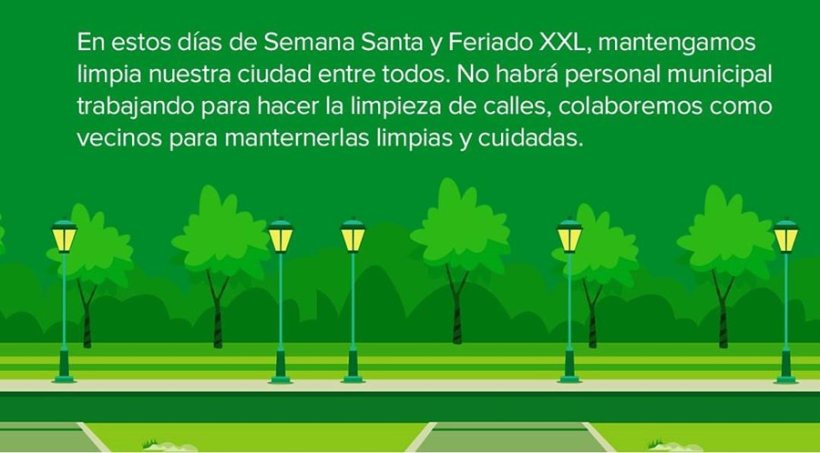 Apóstoles: El Municipio solicita mantener la vía pública limpia, "no esta permitido" sacar escombros o ramas hasta el día miércoles 3 de Abril