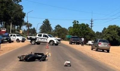 Bernardo de Irigoyen: Siniestro vial entre un motociclista y una ciclista sobre la Ruta Nacional N° 14, dejó dos personas lesionadas