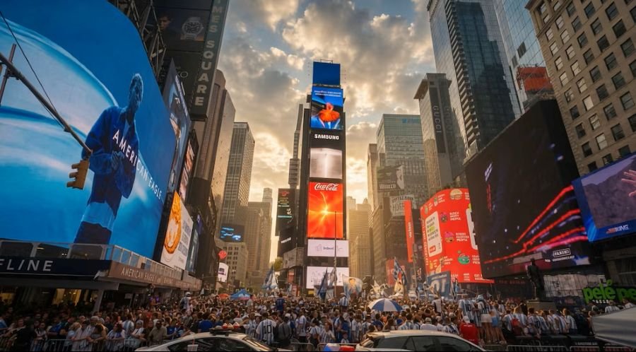 El multitudinario banderazo con 10.000 hinchas argentinos en Times Square antes de la final del Mundial 2026